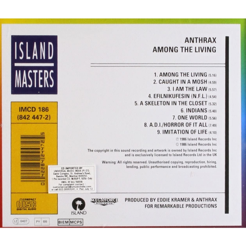 CD - ANTHRAX - AMONG THE LIVING - IMPORTADO